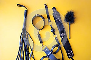 leather accessories for adult sexual games. Toys for BDSM, spanking devices.