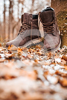 Leather ankle hiking boots are perfect for autumn or winter adventure and explorations