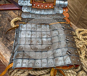 Leather armor with iron plates long, traditional protection of a warrior