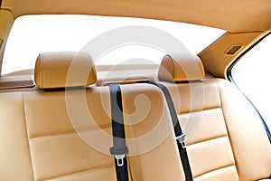 Leather back seat in car