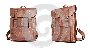 Leather backpack isolated on white background. 3D render.
