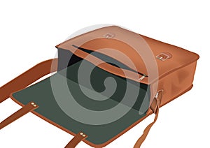 Leather bag with shoulder strap with various compartments