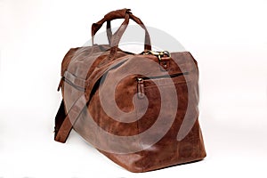 Leather bag on white