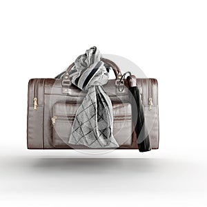 Leather bag on a white surface, 3d rendering