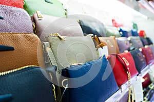 Leather bag for women in shop at Guangzhou