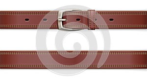 Leather belt with metallic clasp. Clothes accessory. Seamless pattern. Vector illustration.