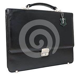Leather black briefcase
