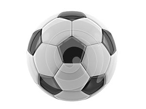 Leather black and white football ball. Soccer ball. 3D illustration.