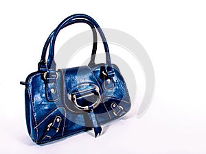 Leather blue handbag