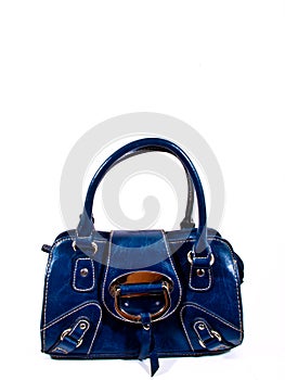 Leather blue handbag