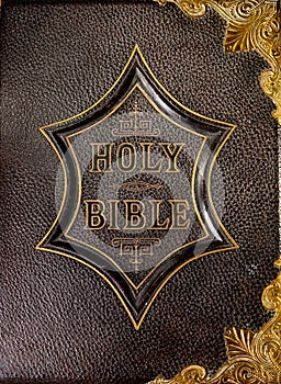 Leather book cover Holy Bible