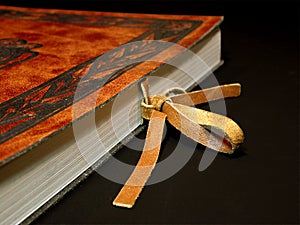 Leather book with fastener photo