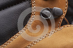 Leather boots stitched thread