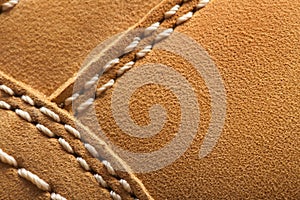 Leather boots stitched thread