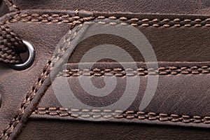 Leather boots stitched thread