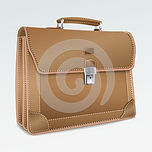 Leather Brief Case on white background.