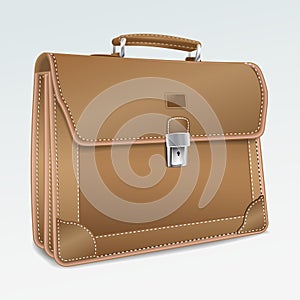 Leather Brief Case on white background. photo