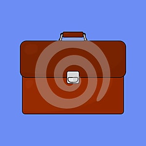 leather briefcase male business bag. work suitcase. office case Icon Vector Illustration