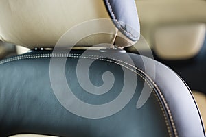 Leather car seat close up