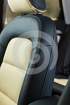 Leather car seat close up