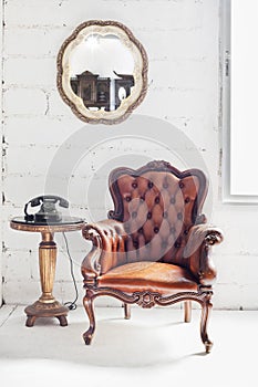 Leather chair and room interior