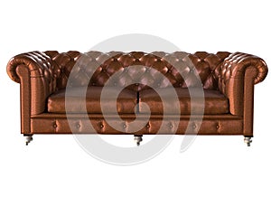 A leather classic sofa isolated on white background