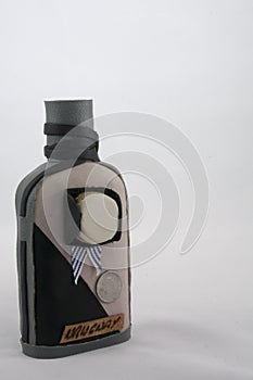 Leather covered souvenir bottle