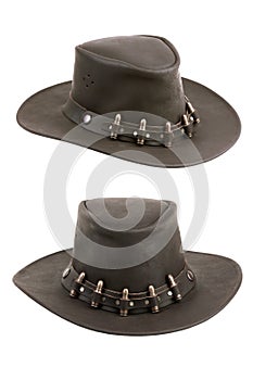 Leather cowboy hat with trim
