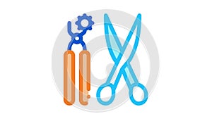 leather craft scissors and punch tool Icon Animation