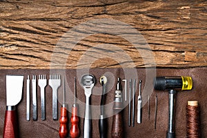 Leather Craft Tools On Desk
