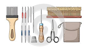 Leather Crafting Tools Illustration
