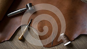 Leather Crafting Tools in Retro Style