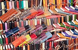 Leather diaries for sale in the markets photo