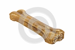 Leather dog bone isolated on white background