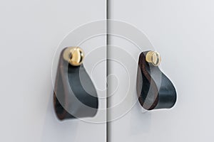 Leather door puller detail photo