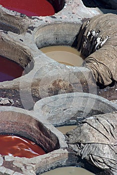Leather dyeing vats in Morocco