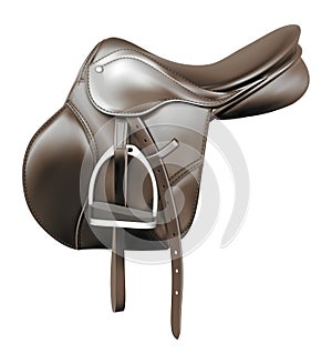 Leather equestrian saddle photo