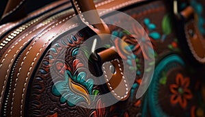 Leather fashion bag with horse pattern, elegant and shiny design generated by AI