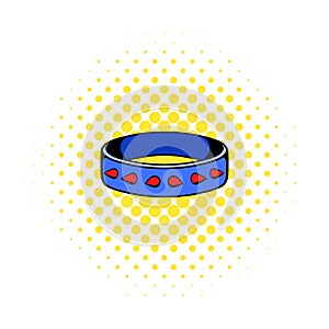 Leather fetish collar icon, comics style