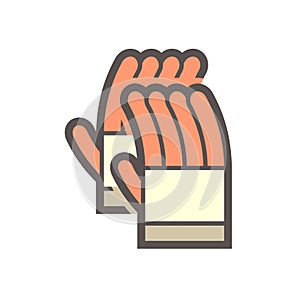 Leather gloves or welding gloves vector icon