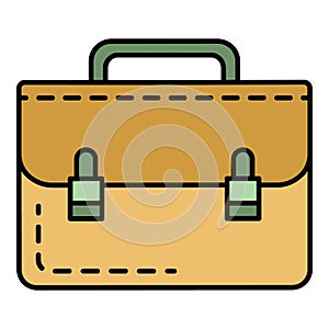 Leather hand bag icon color outline vector