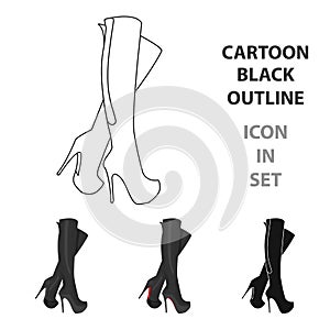 Leather high-heeled women shoes. Women`s shoes with red soles. Woman clothes single icon in cartoon style vector