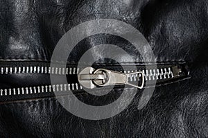 Leather jacket zipper detail