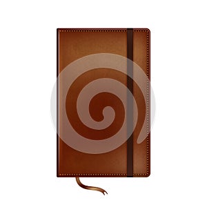 leather journal notebook 3d realistic vector