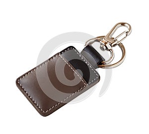 Leather key ring isolated on white background