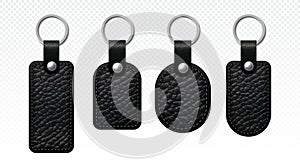 Leather keychains vector set