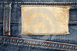 Leather label on jeans