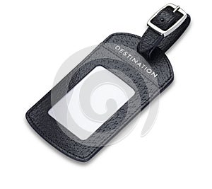 A leather luggage tag label isolated with path