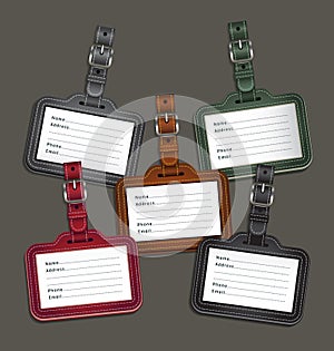 Leather luggage tags labels.