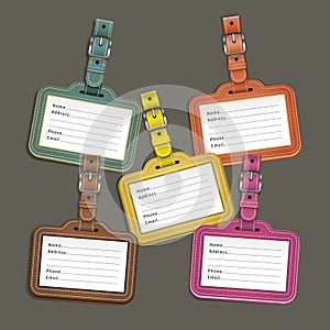 Leather luggage tags labels.